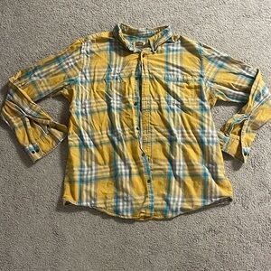 Men’s Gold and Tan Flannel Button Up Shirt